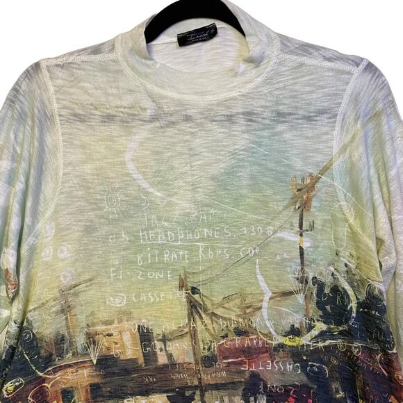 Ineah Green Multicolor Art To Wear Hi Lo Tunic Top Size Medium - Picture 2 of 7